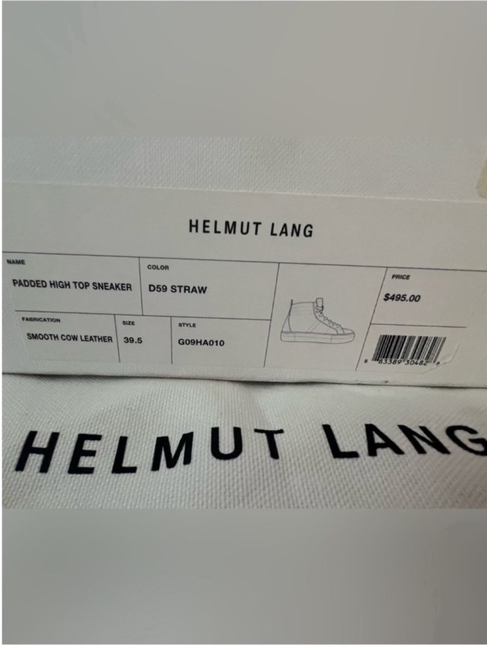 Helmut Lang Cow Leather High-Top Sneakers W Original Box & Dust Bag - Picture 9 of 11